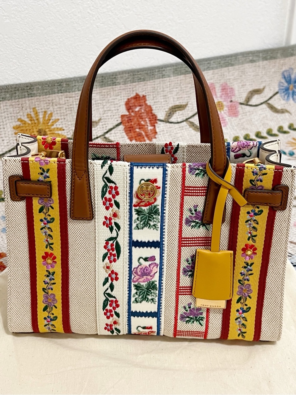 Tory Burch Walker Embroidered Satchel Bag NEW